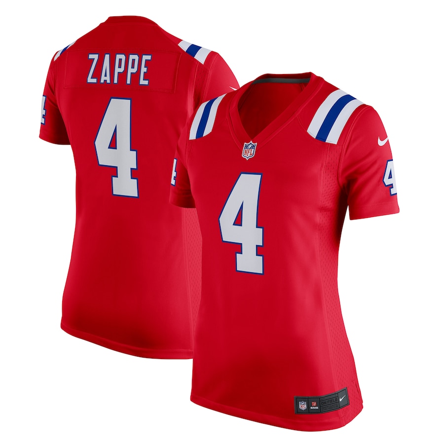 Women's New England Patriots Bailey Zappe Nike Red Team Game Jersey