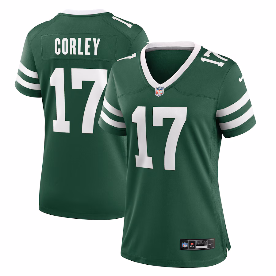Women's New York Jets Malachi Corley Nike Legacy Green Game Jersey