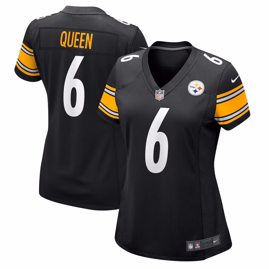 Women's Pittsburgh Steelers Patrick Queen Nike Black Team Game Jersey