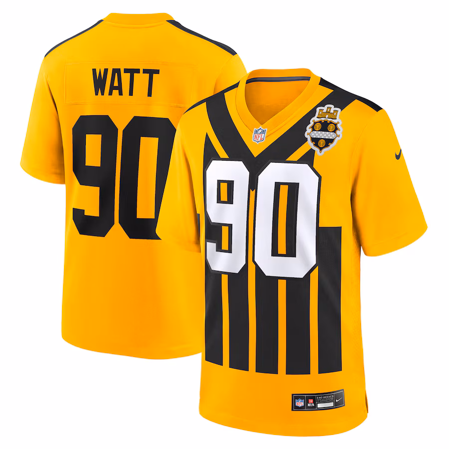 Youth Pittsburgh Steelers T.J. Watt Nike Gold Alternate 1933 Throwback Game Jersey