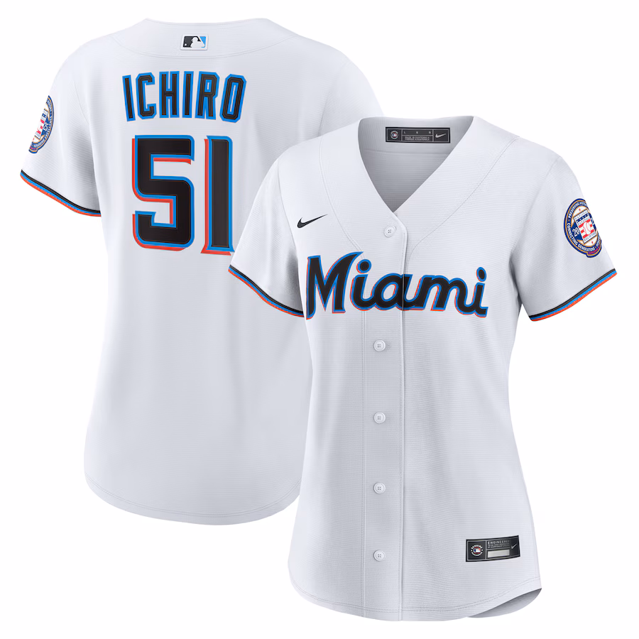 Women's Miami Marlins Ichiro Suzuki Nike White 2025 Baseball Hall of Fame Replica Jersey