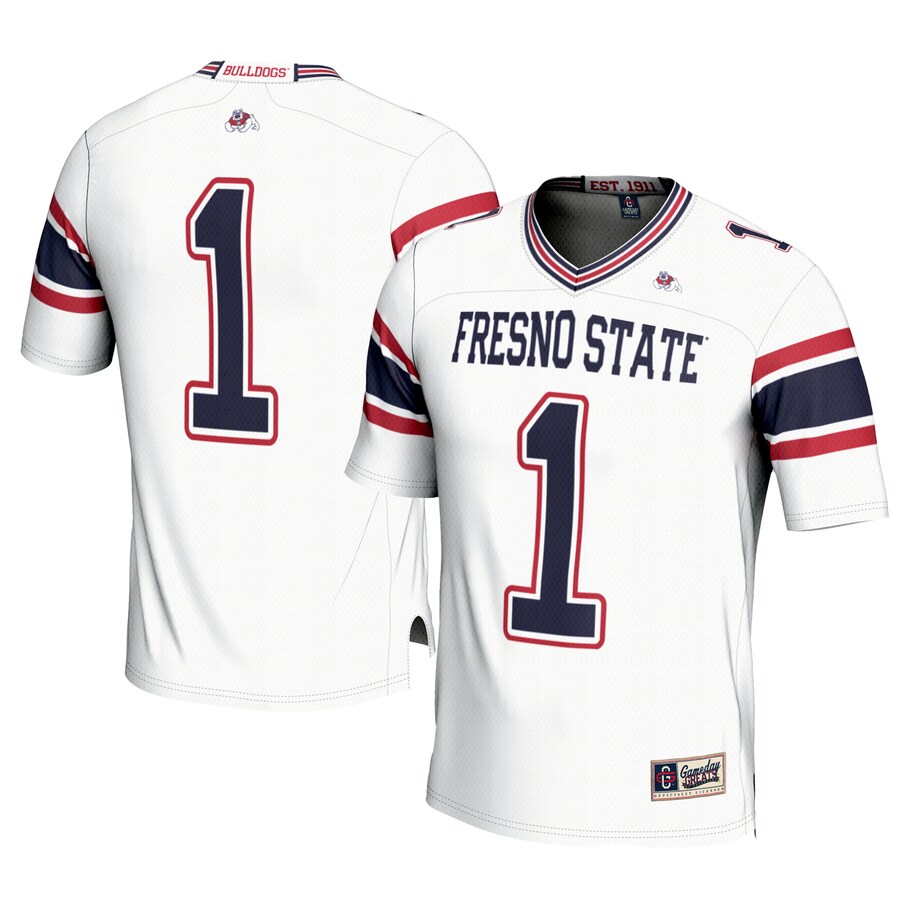 Men's GameDay Greats #1 White Fresno State Bulldogs Football Jersey