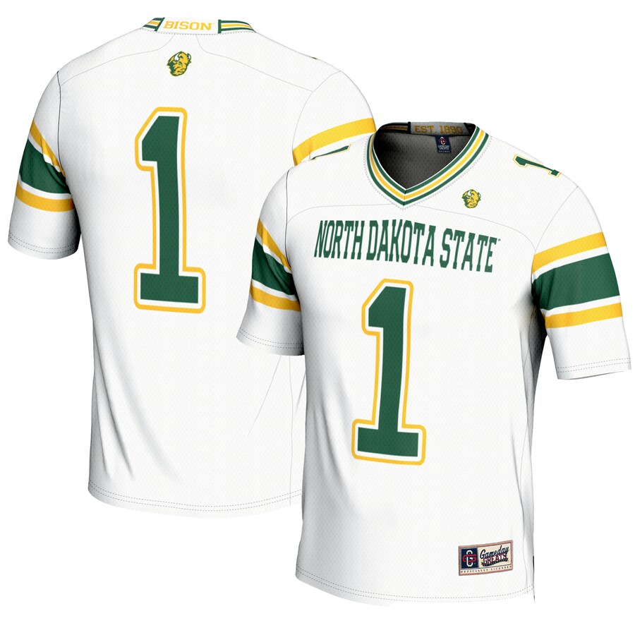 Men's GameDay Greats #1 White NDSU Bison Endzone Football Jersey