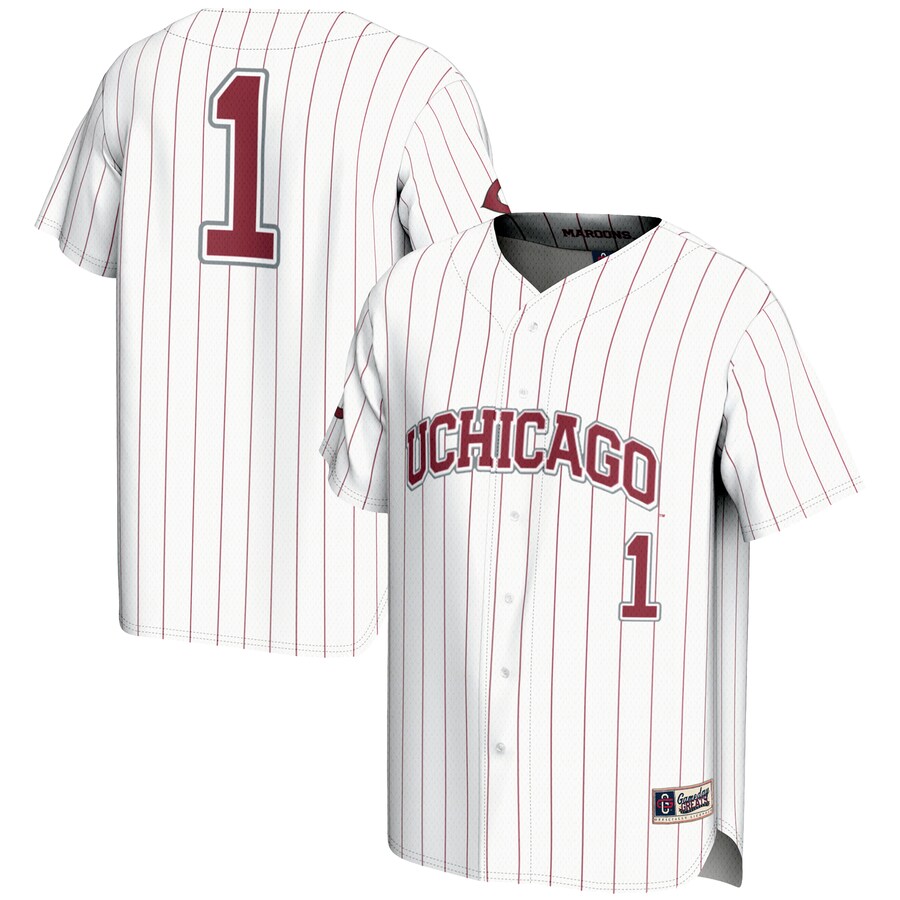 Men's GameDay Greats #1 White UChicago Maroons Lightweight Baseball Fashion Jersey
