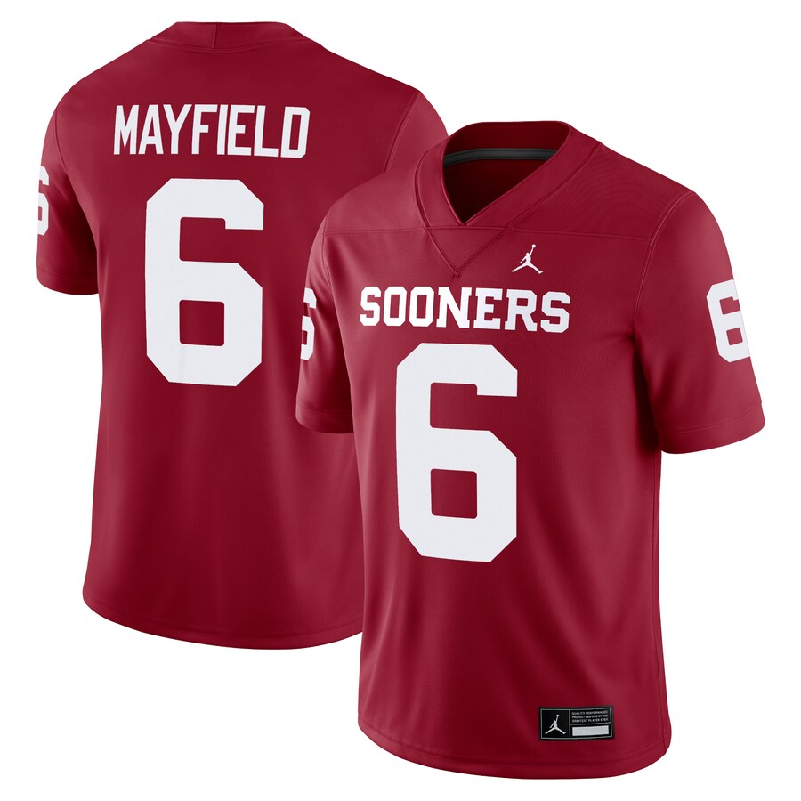 Men's Jordan Brand Baker Mayfield Crimson Oklahoma Sooners Alumni Player Game Jersey