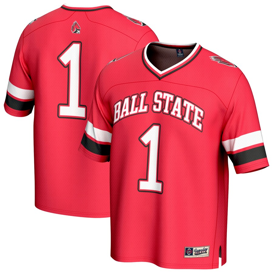 Unisex GameDay Greats #1 Cardinal Ball State Cardinals Lightweight Collegiate Football Fashion Jersey