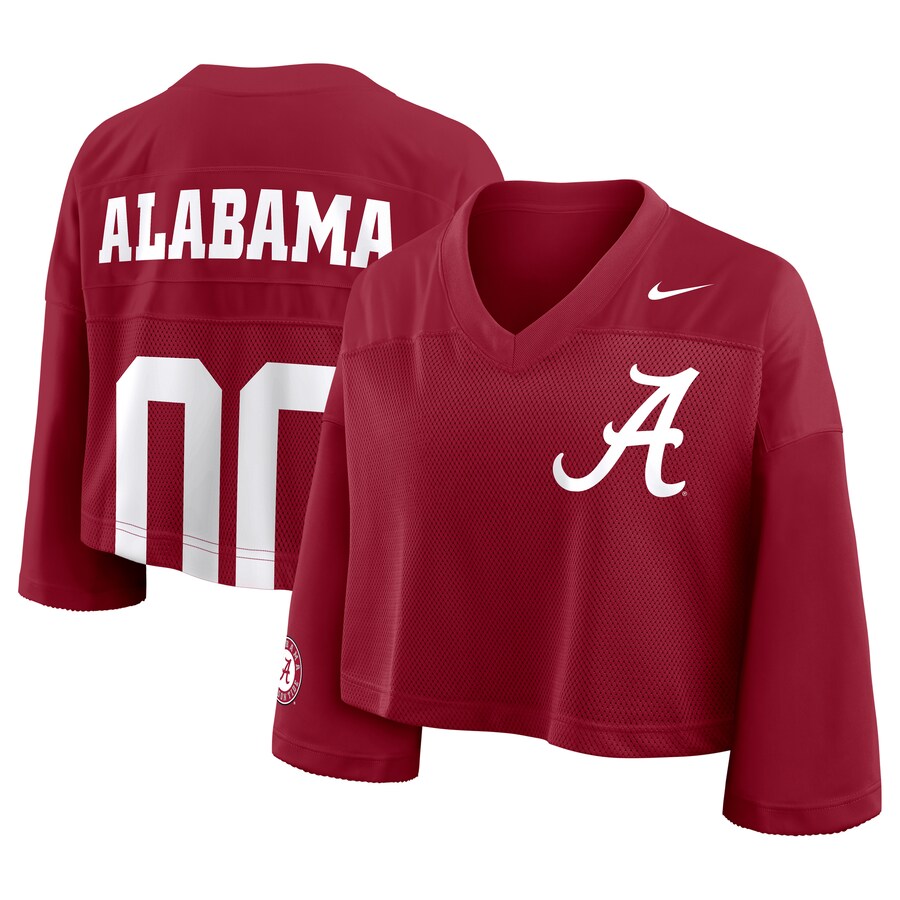 Women's Nike Crimson Alabama Crimson Tide Cropped Mesh Fashion Jersey