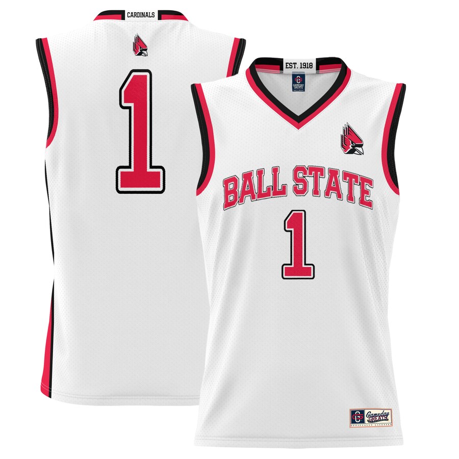 Youth GameDay Greats #1 White Ball State Cardinals Lightweight Basketball Jersey