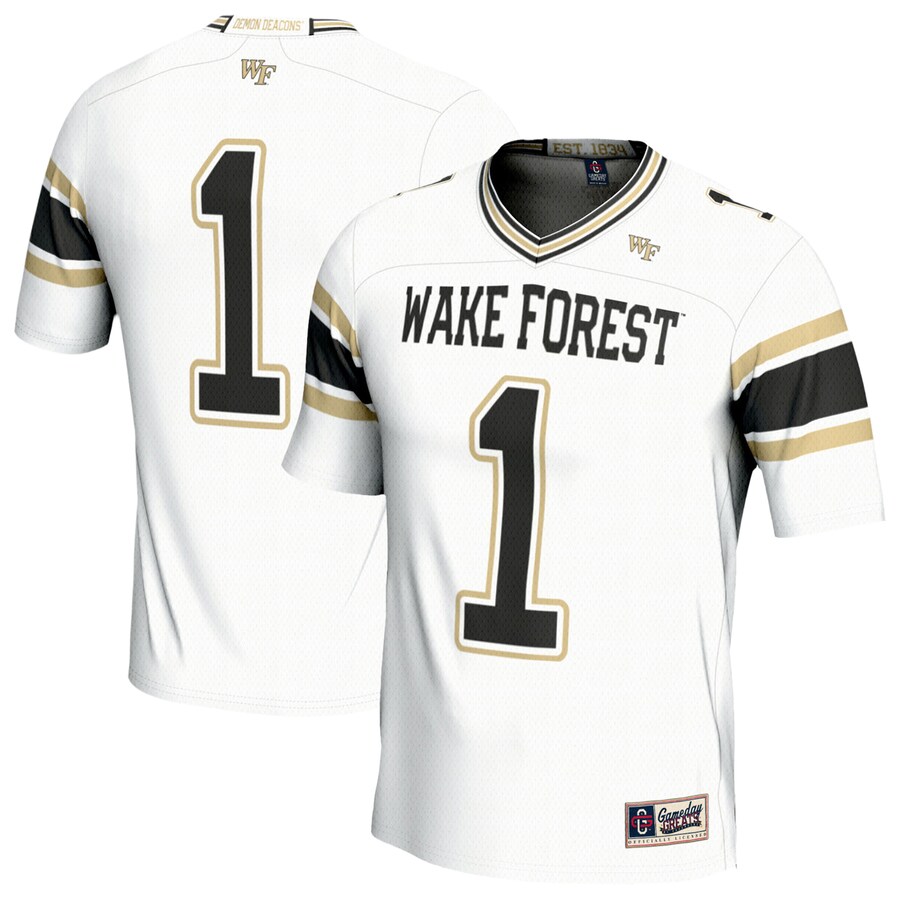Youth GameDay Greats #1 White Wake Forest Demon Deacons Lightweight Football Fashion Jersey