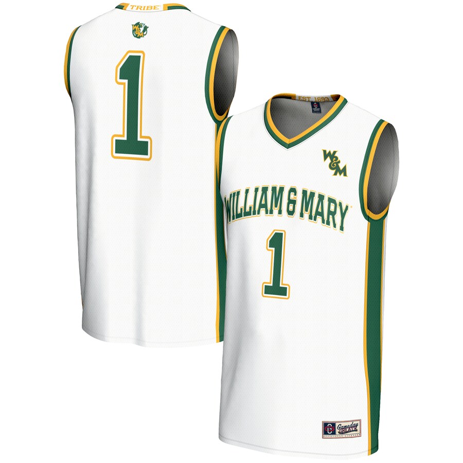 Youth GameDay Greats #1 White William & Mary Tribe Lightweight Basketball Jersey