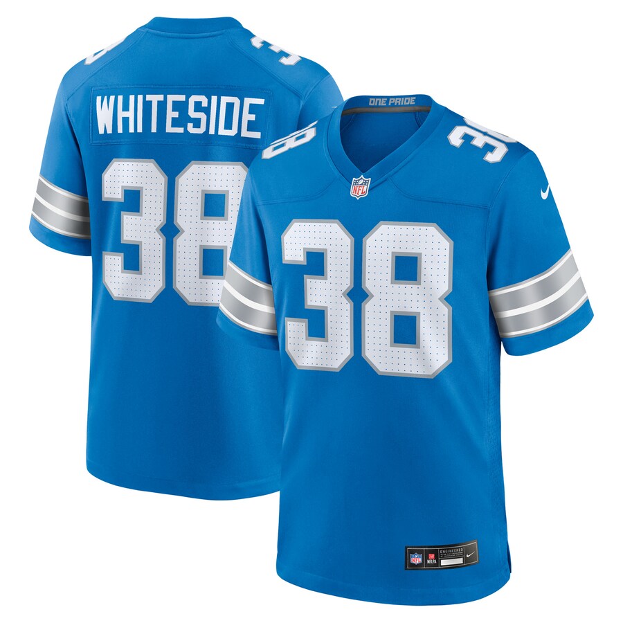 Men's Detroit Lions Nick Whiteside Nike Blue Team Game Jersey