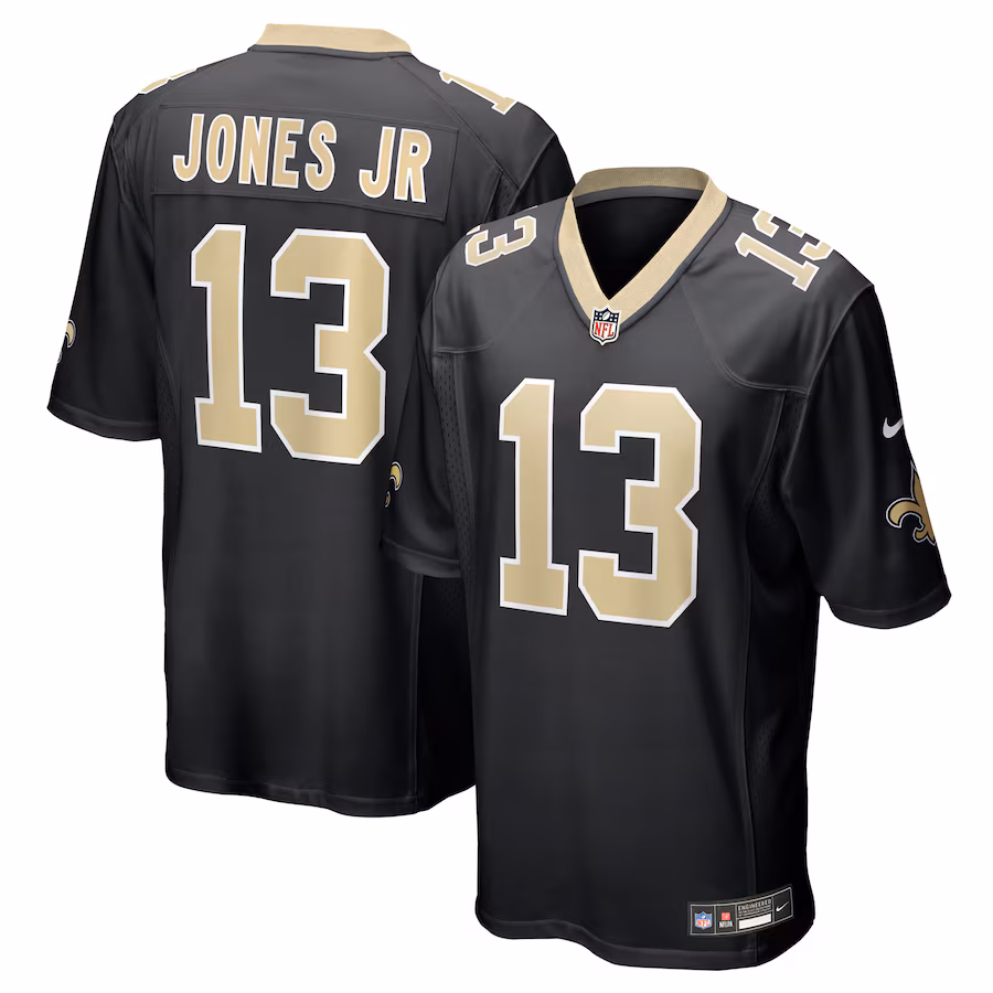 Men's New Orleans Saints Velus Jones Jr. Nike Black Team Game Jersey