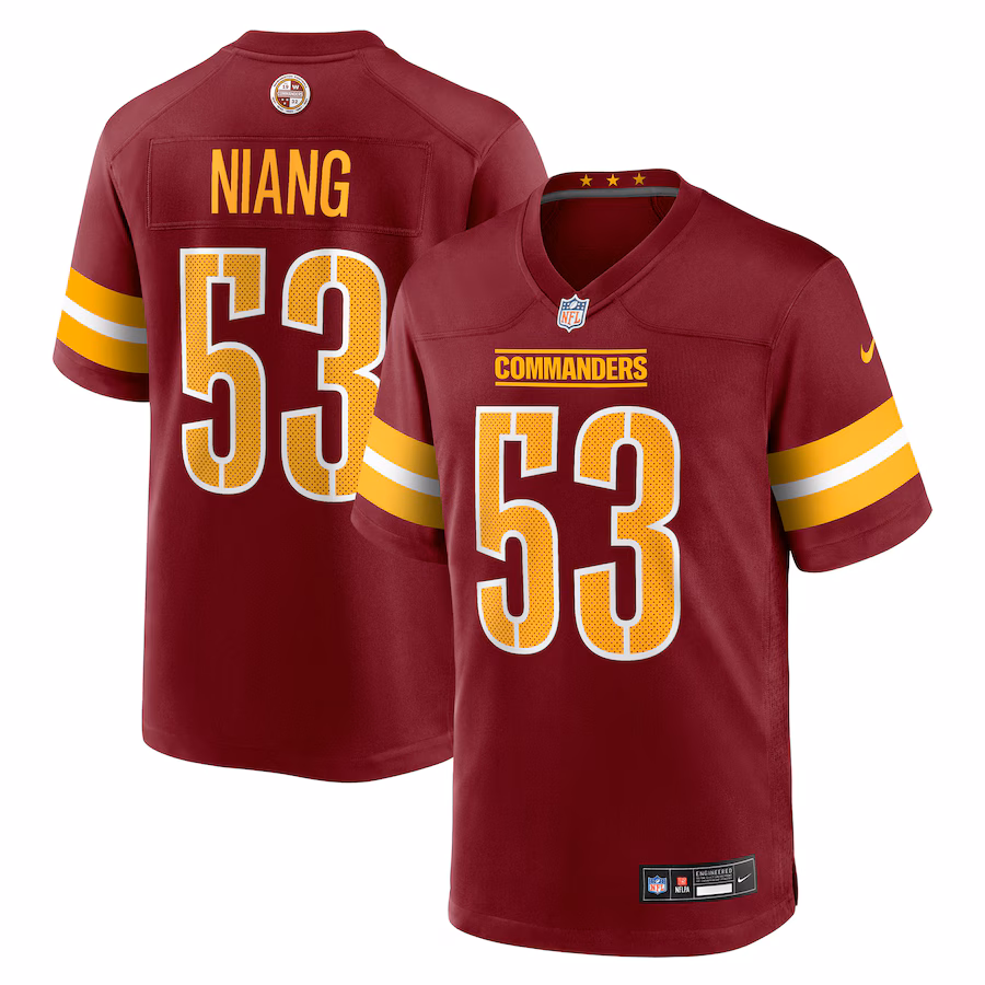 Men's Washington Commanders Lucas Niang Nike Burgundy Team Game Jersey