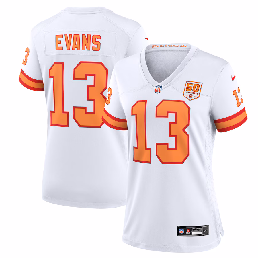Women's '76 Tampa Bay Buccaneers Mike Evans Nike White 50th Season Game Jersey
