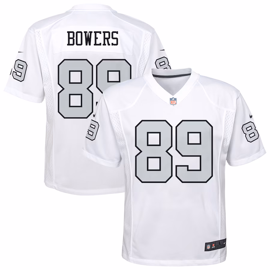Youth Las Vegas Raiders Brock Bowers Nike White Alternate Game Jersey