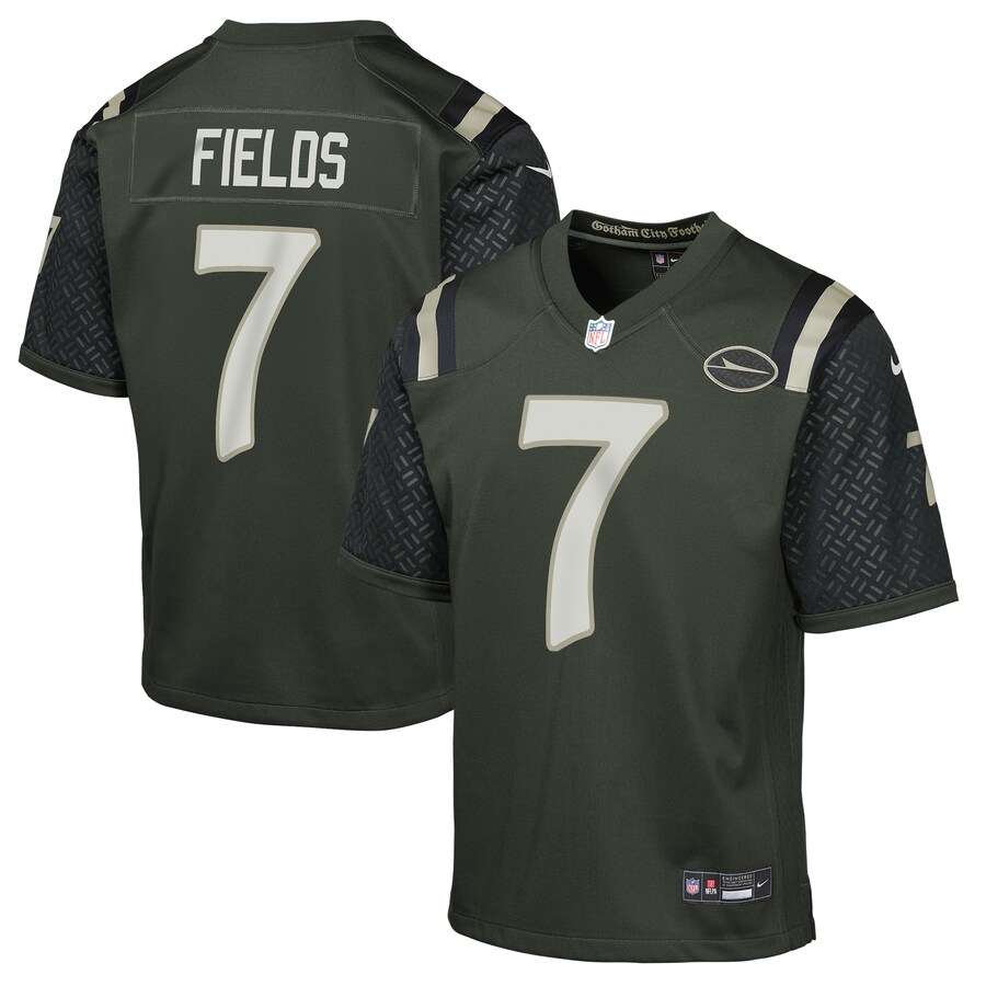 Youth New York Jets Justin Fields Nike Gotham Green 2025 Rivalries Collection Game Jersey