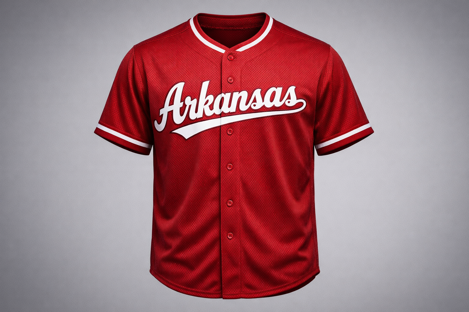 Arkansas Baseball Jersey: The Ultimate Hog Heaven Guide 2 Cardinal Red Arkansas Razorbacks baseball jersey with white stitched script.