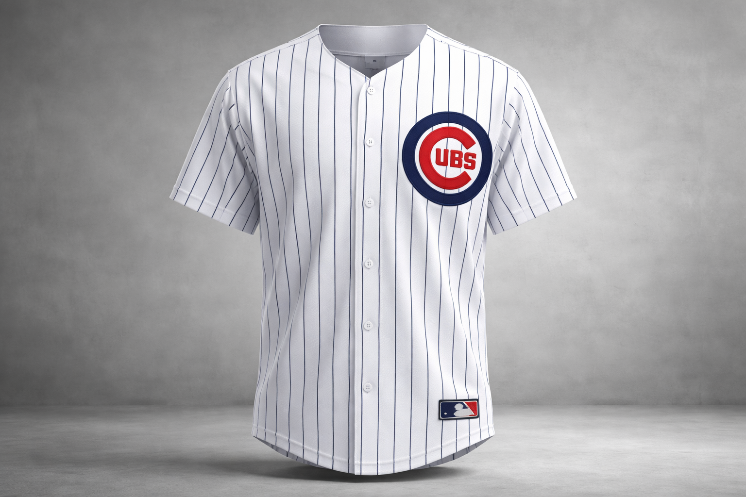 Chicago Cubs Jersey: Why Pinstripes Rule Wrigley Field 2 White Chicago Cubs pinstripe jersey with blue stitched C logo front view