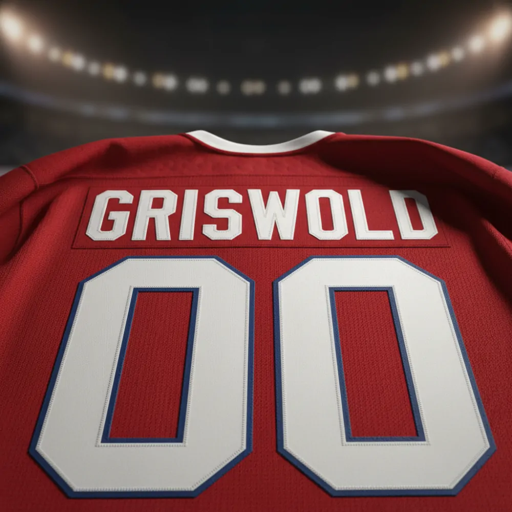 Back of Griswold hockey jersey showing name and 00 number