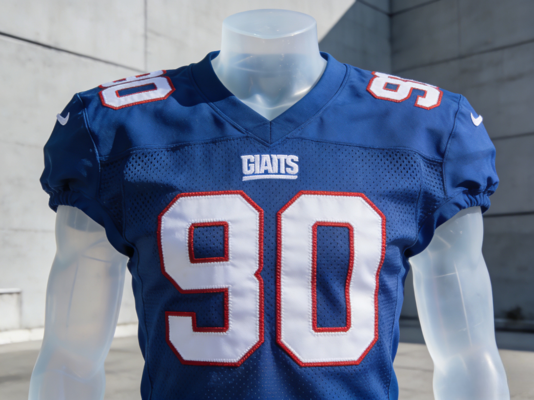 NY Giants Jersey: Shop Stitched Big Blue Wrecking Crew Gear 2 Royal blue New York Giants jersey with white stitched numbers front view