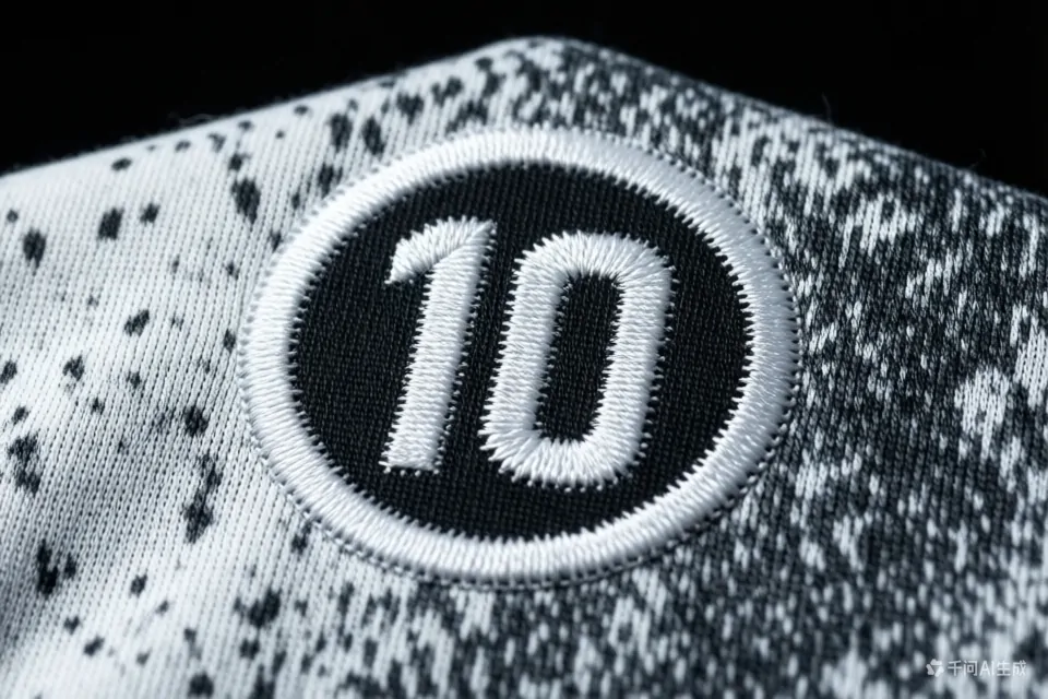 Oregon Ducks Jersey Evolution: From Eggshell to Black 3 Close-up detail of the speckled pattern on an Oregon Ducks eggshell jersey.