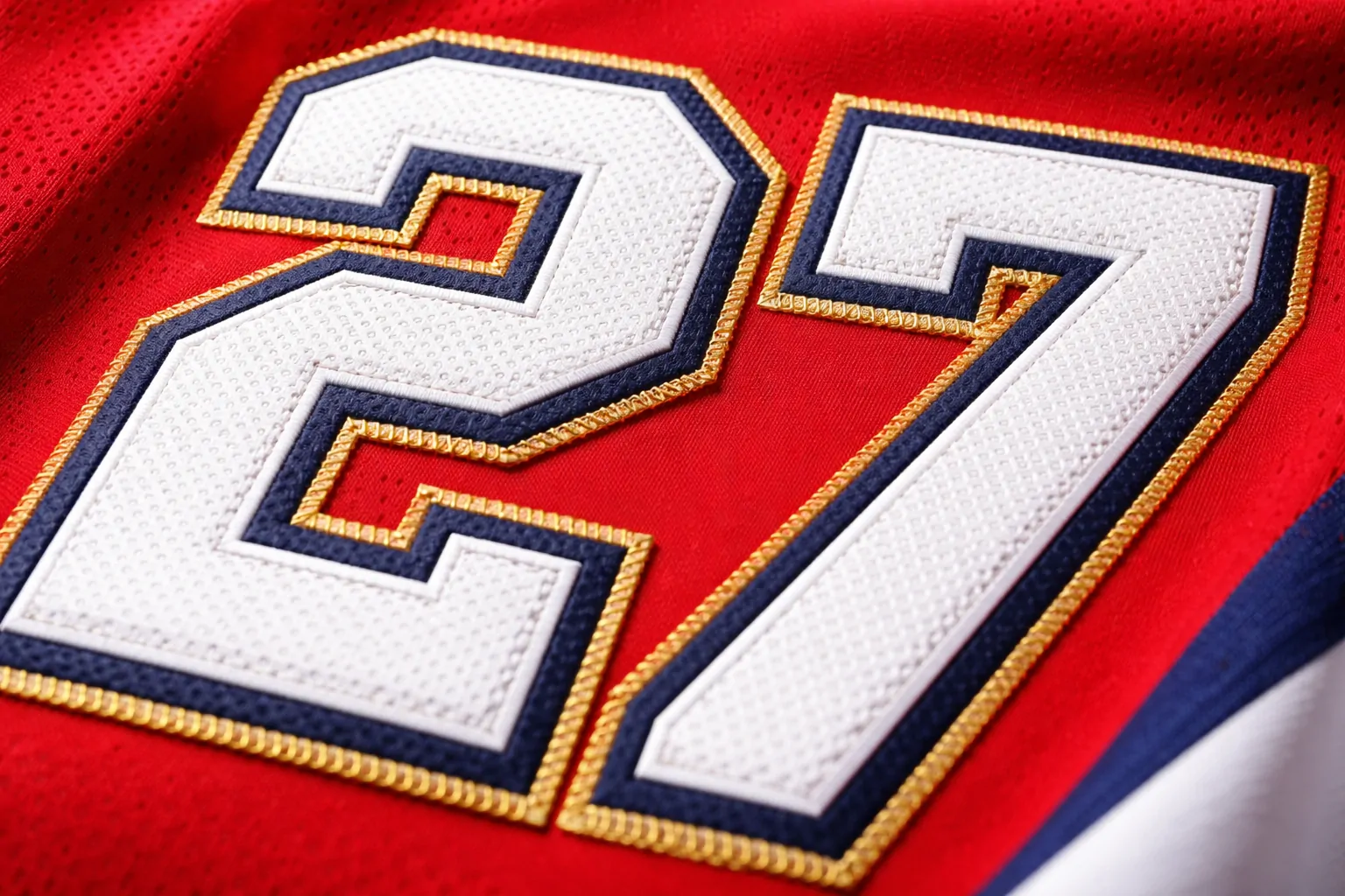Perfect zigzag stitching on a high-quality replica jersey number