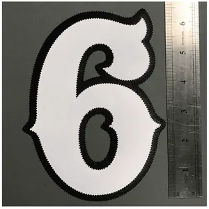 Close up of stitched numbers on a football jersey showing premium quality texture.