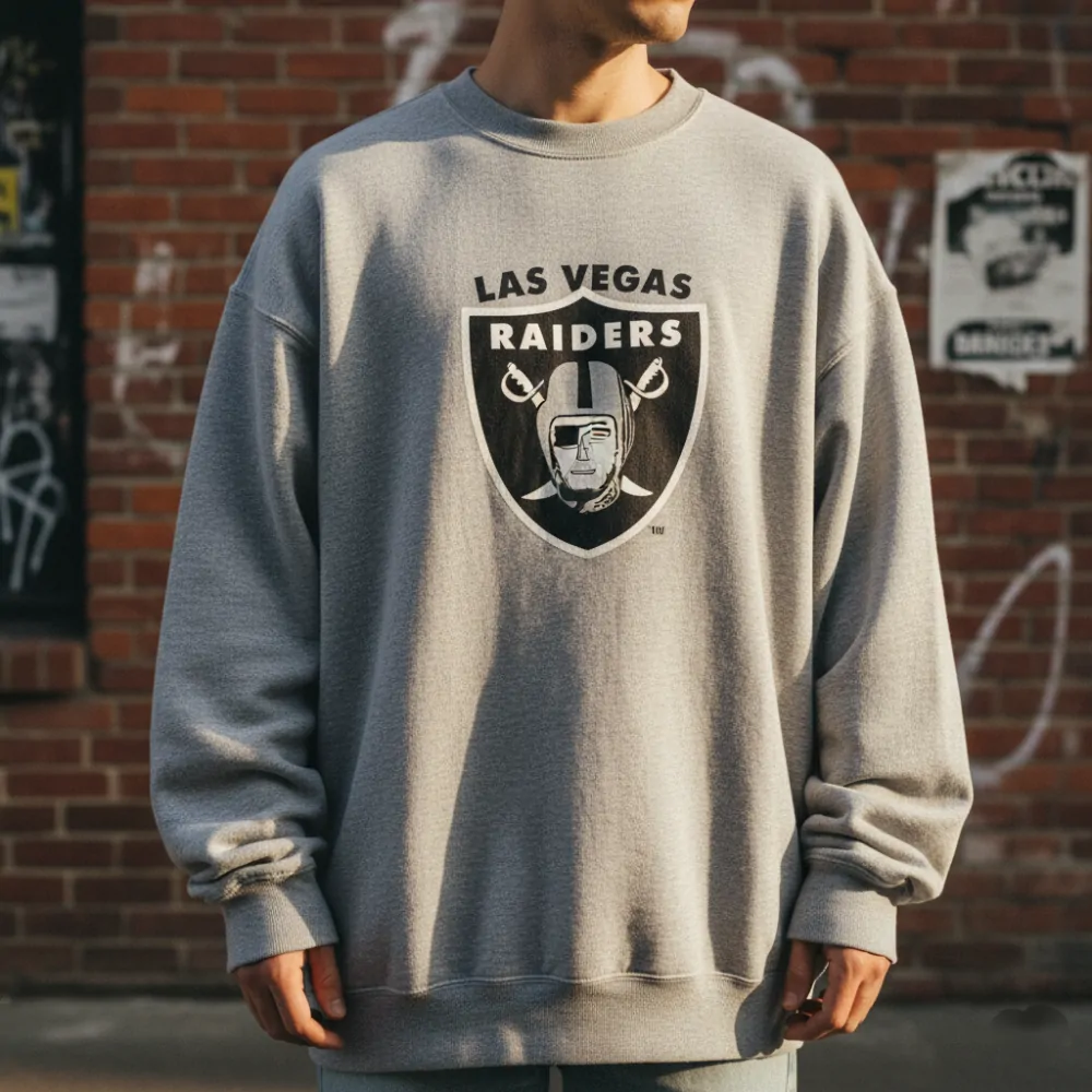 Oversized vintage NFL sweatshirt with large center logo