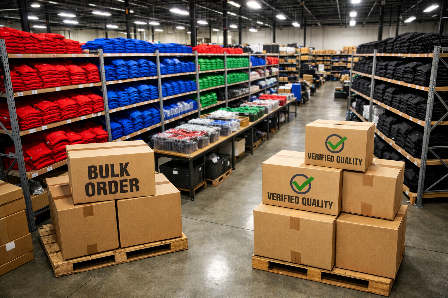 Buying Wholesale NFL Jerseys: A Guide for Resellers & Teams 2 Neatly organized shelves of wholesale NFL jerseys in various team colors.