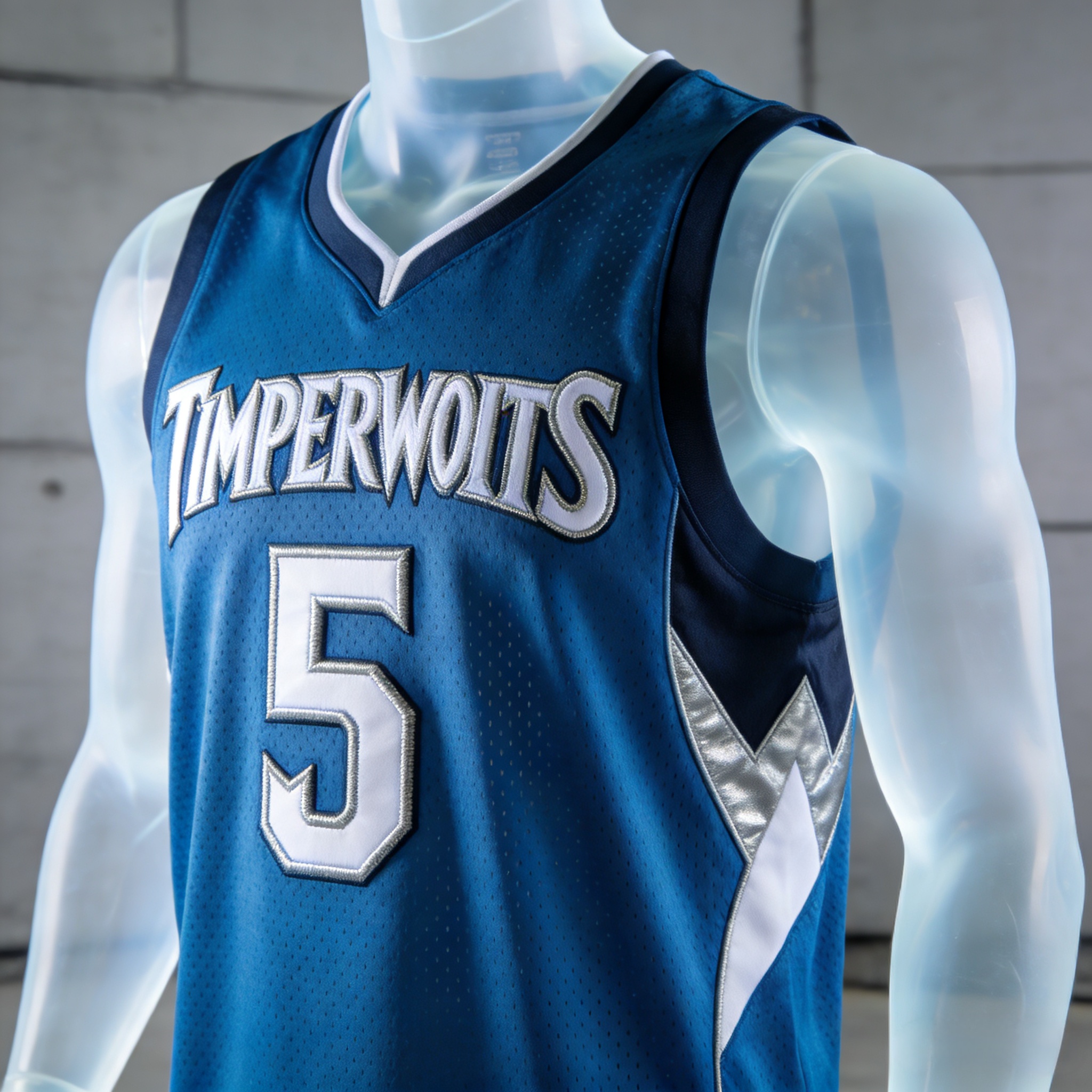 Blue Minnesota Timberwolves jersey with Anthony Edwards number 5 stitched on the front.