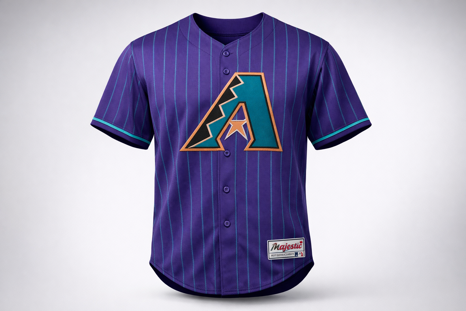 Vintage purple and teal Arizona Diamondbacks jersey with stitched pinstripes