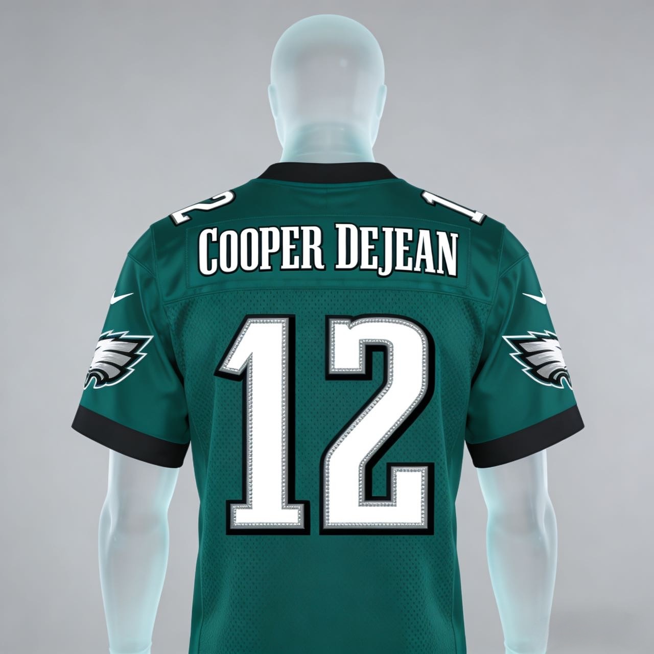 Stitched Kelly Green Cooper Dejean Philadelphia Eagles jersey front view