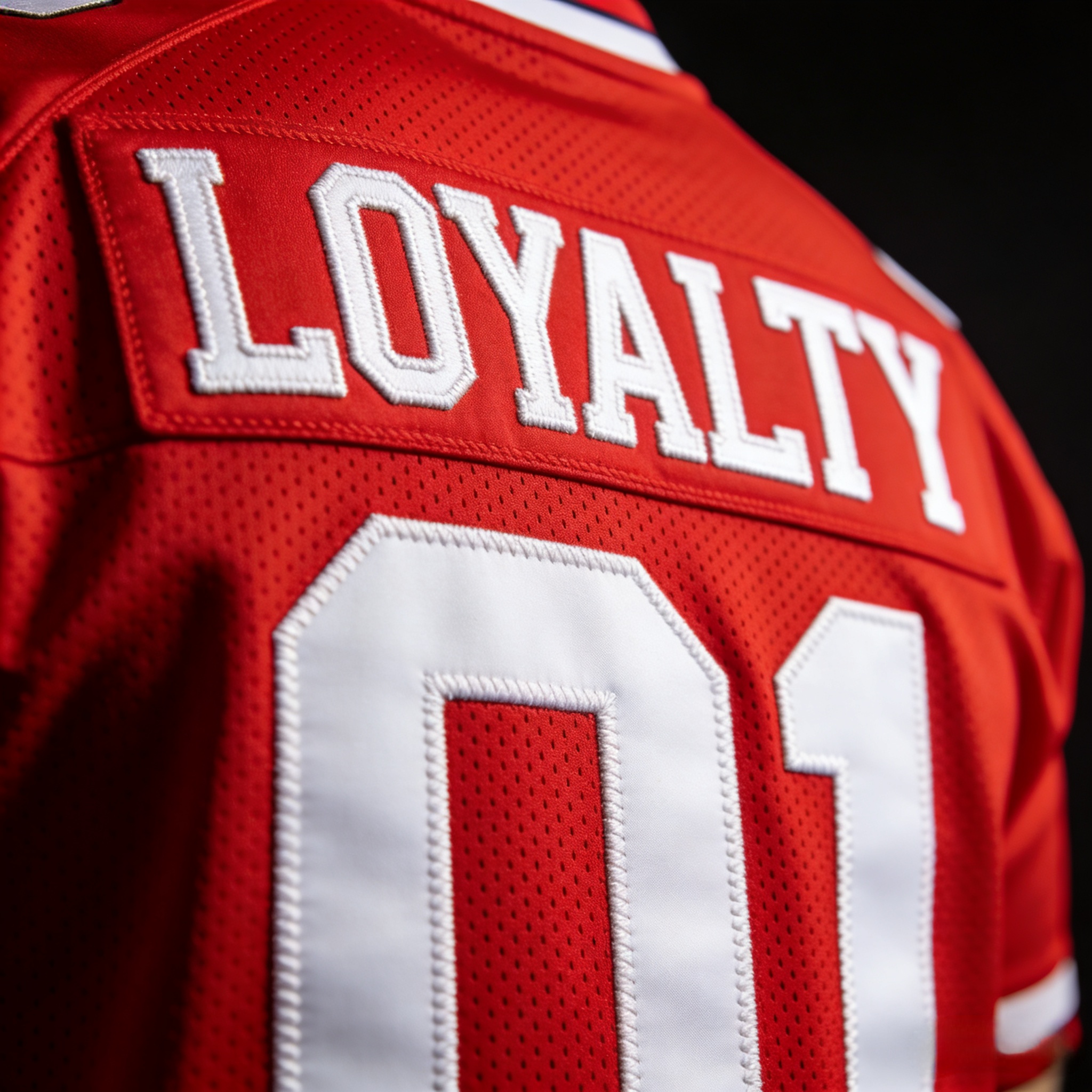 The back of a customized football jersey with a fan's own name and number.