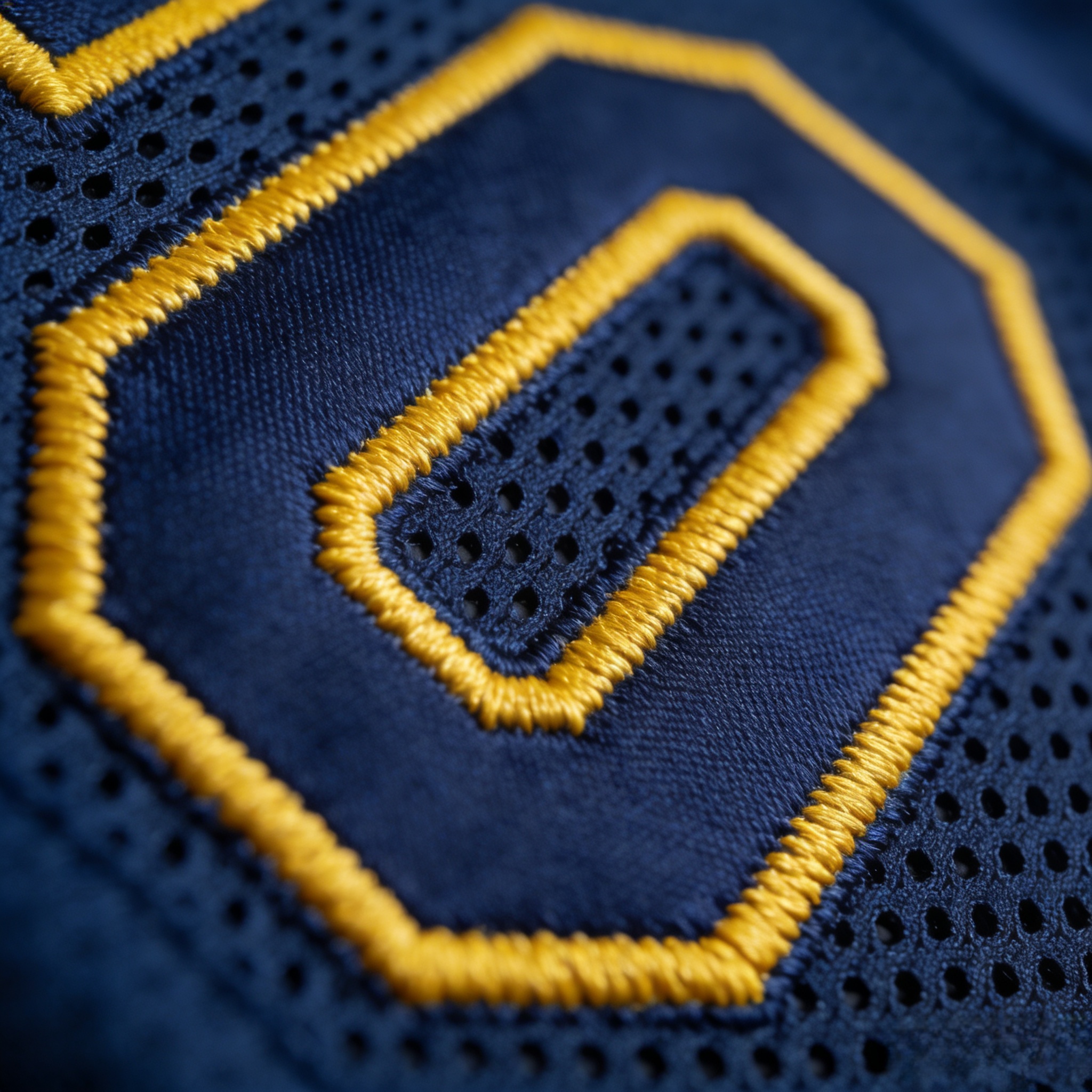 Macro close up of stitched tackle twill numbers on an Indiana Pacers jersey