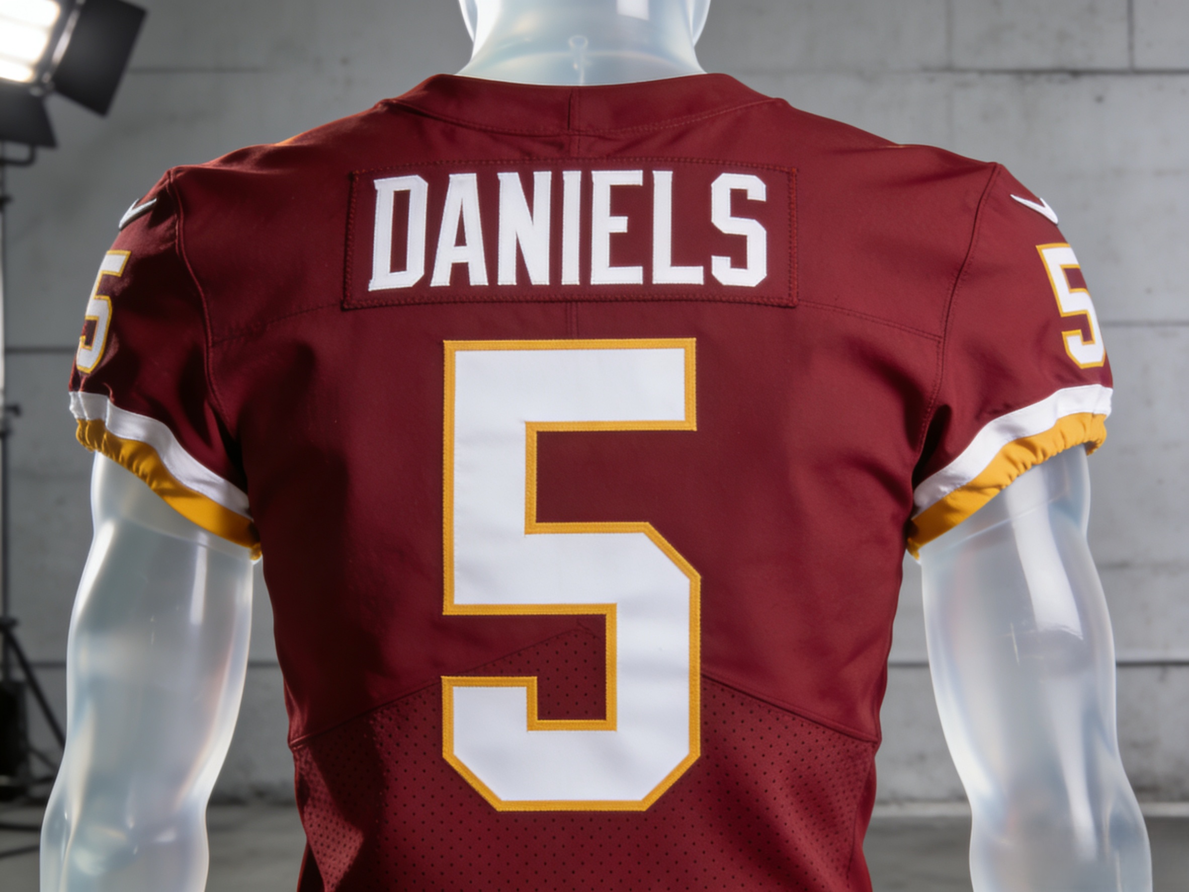 Jayden Daniels Jersey: The Guide to the New Commanders Era 2 Stitched burgundy Jayden Daniels Washington Commanders jersey front and back view