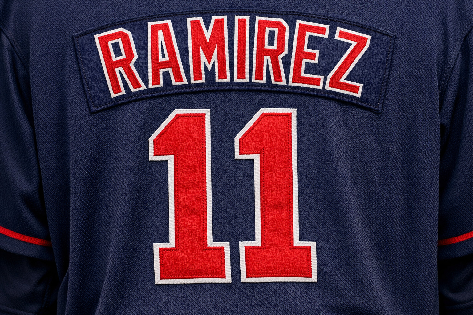 Cleveland Guardians Jersey: New Designs & Stitched Quality Guide 4 Back view of a Jose Ramirez #11 Cleveland Guardians jersey with stitched nameplate.