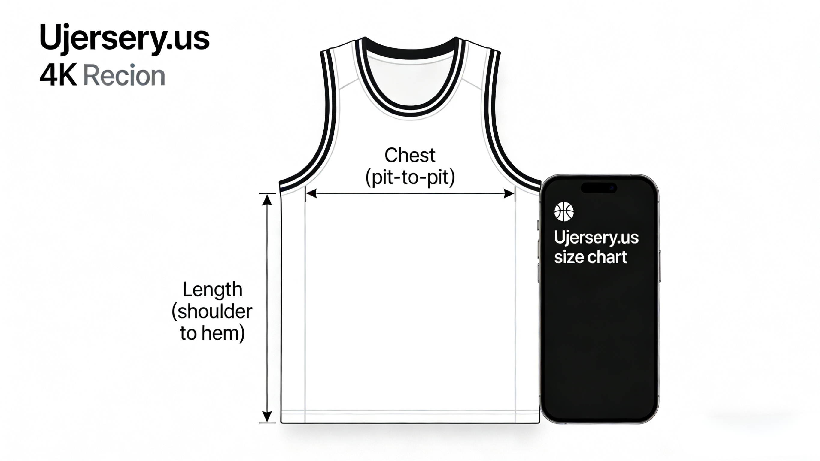 Illustration showing how to measure a basketball jersey for the perfect fit.
