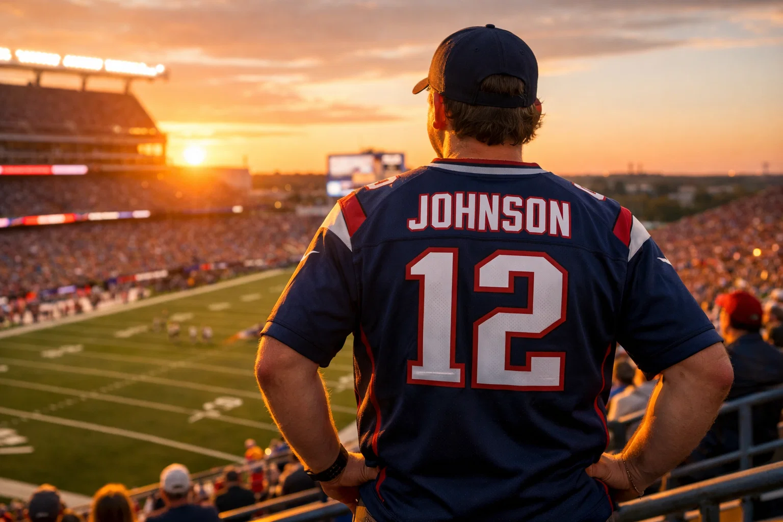 Custom Football Jersey: Design Your Personalized NFL Look 4 A proud fan wearing their own custom football jersey at the stadium