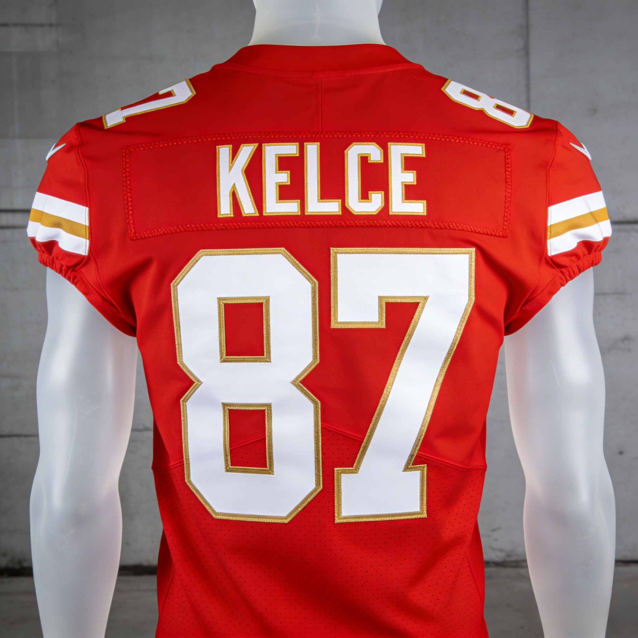 Travis Kelce Jersey: The Ultimate Guide to Stitched Chiefs Gear 2 Stitched red Travis Kelce Kansas City Chiefs jersey front and back view.