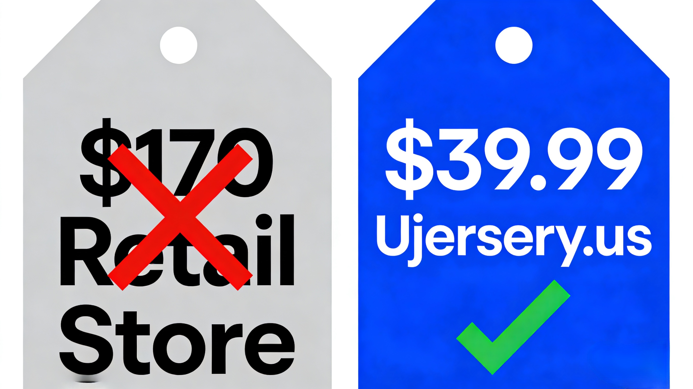 Comparison between expensive retail jersey prices and Ujersery's affordable factory-direct pricing.