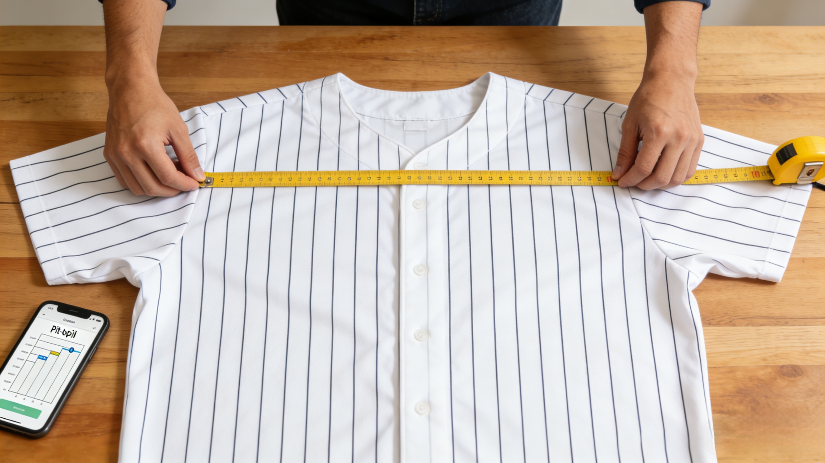 Aaron Judge Jersey: The Guide to the Captain’s Stitched Pinstripes 4 A fan measuring a Yankees jersey to find the perfect fit using a size chart.