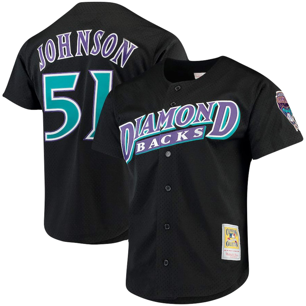 Arizona Diamondbacks Randy Johnson Mitchell Ness Black Big and Tall Cooperstown Stitched Batting Practice Jersey