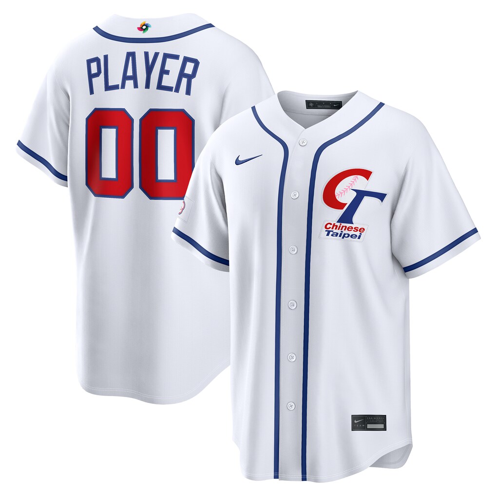 Chinese Taipei Baseball Nike 2026 World Baseball Classic White Stitched Custom Pick A Player Jersey