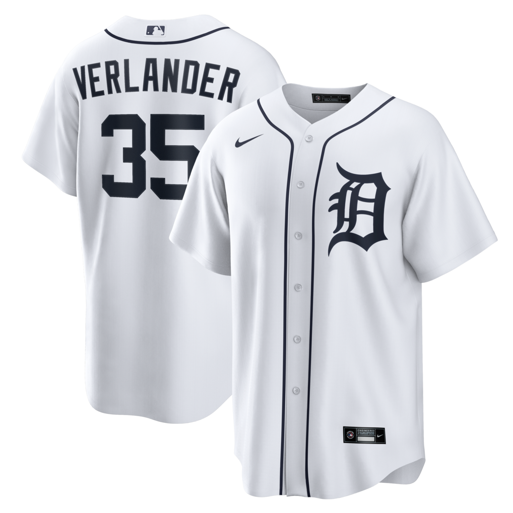 Detroit Tigers Justin Verlander Nike White Home Stitched Replica Baseball Jersey