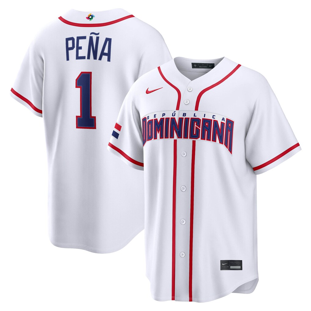 Dominican Republic Baseball Jeremy Pena Nike White 2026 World Baseball Classic Home Stitched Stadium Jersey