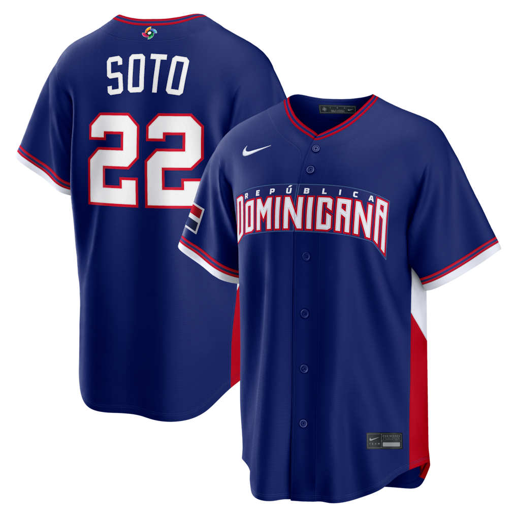 Dominican Republic Baseball Juan Soto Nike Royal 2026 World Baseball Classic Road Stitched Stadium Jersey
