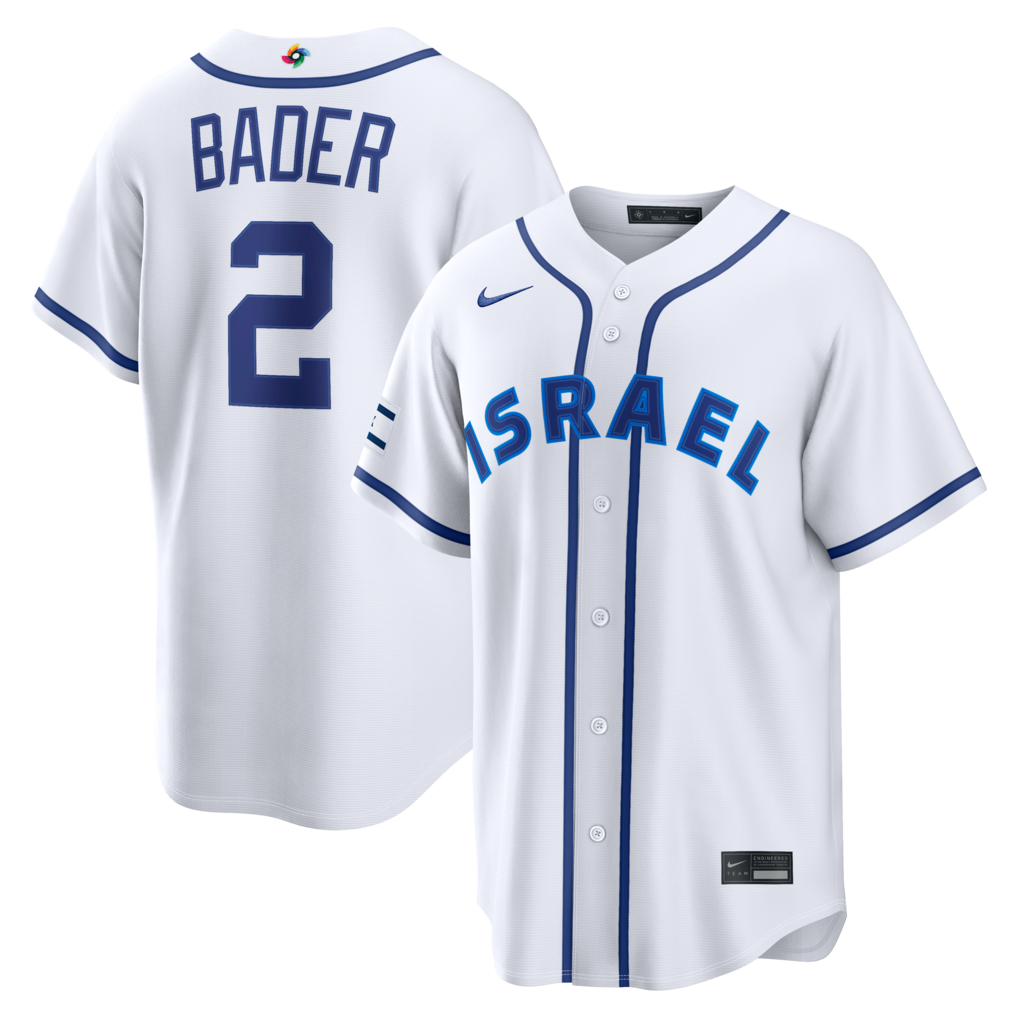 Israel Baseball Harrison Bader Nike White 2026 World Baseball Classic Home Stitched Stadium Jersey