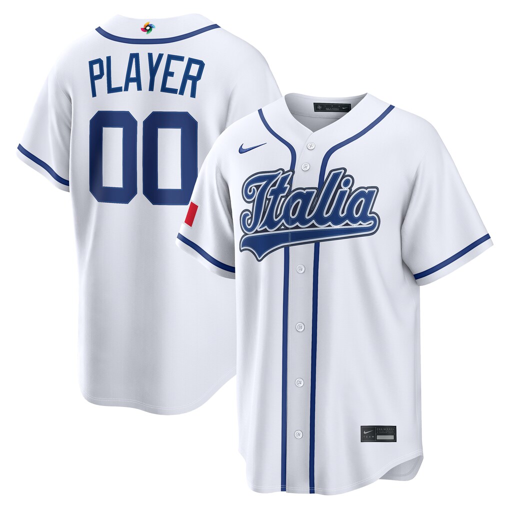 Italy Baseball Nike White 2026 World Baseball Classic Home Stitched Custom Pick A Player Jersey