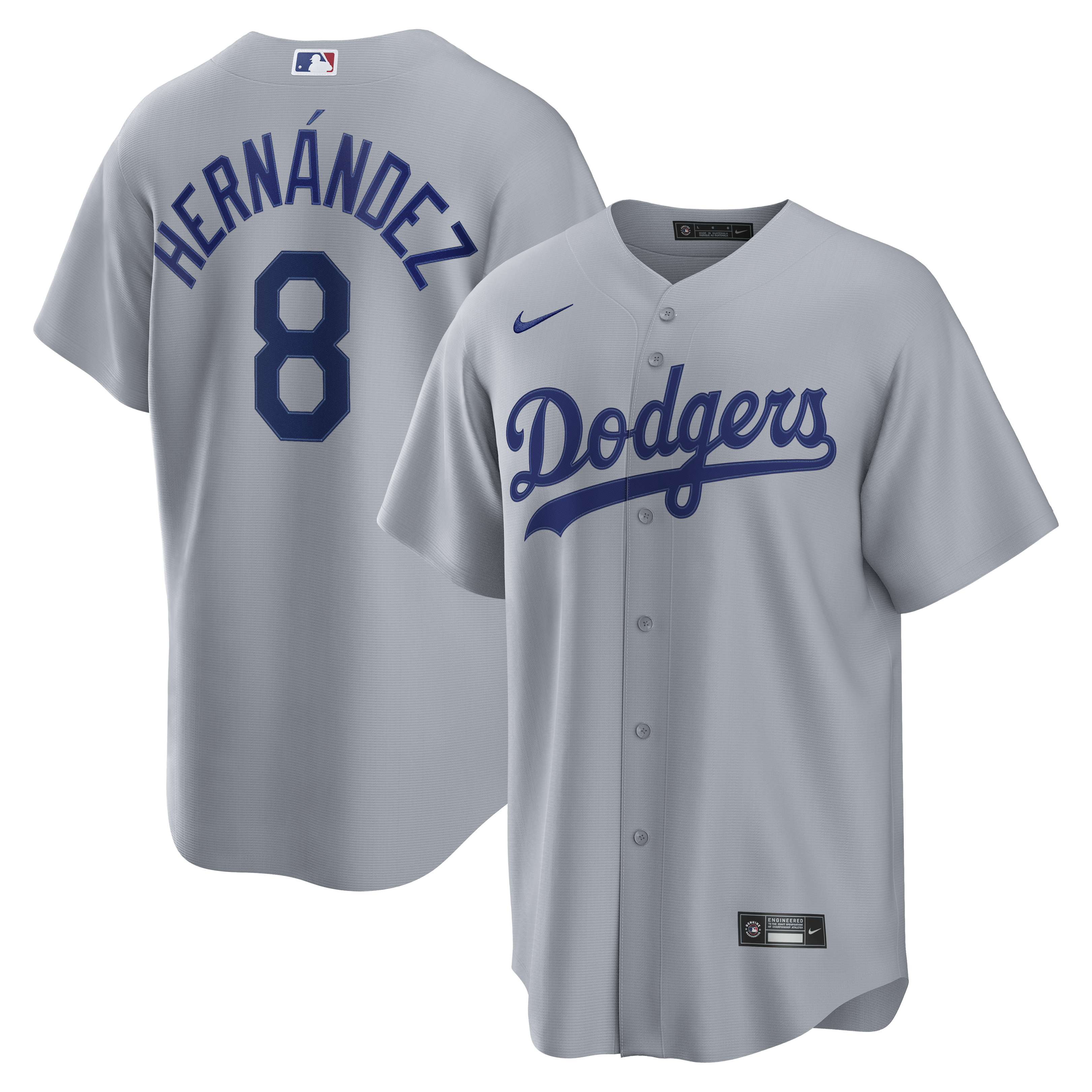 Los Angeles Dodgers Enrique Hernandez Nike Gray Road Stitched Baseball Jersey