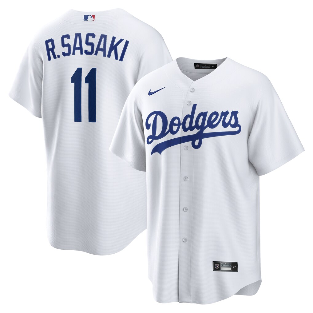 Los Angeles Dodgers Roki Sasaki Nike White Stitched Replica Baseball Jersey